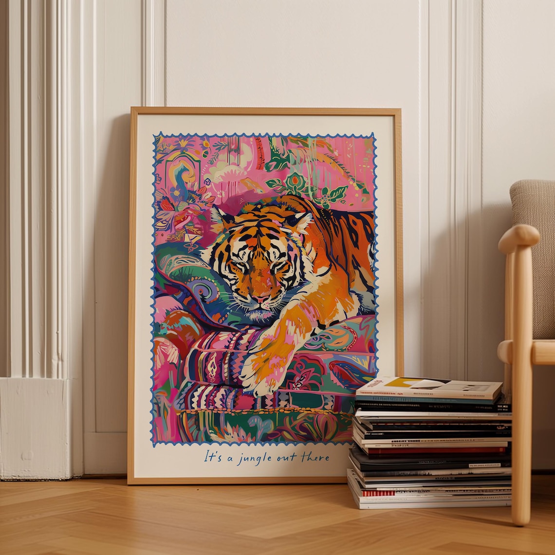Tiger Print, Maximalist Boho Animal Wall Art Poster