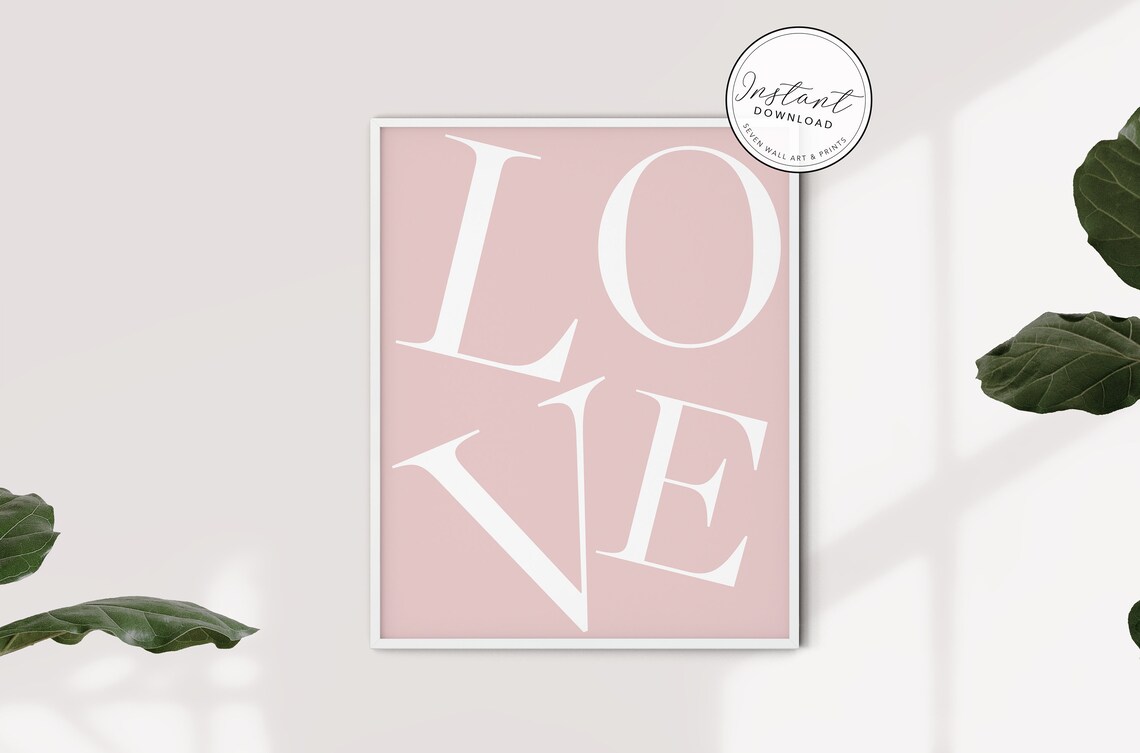 Pink Love Typography Art Print, Home Decor Poster