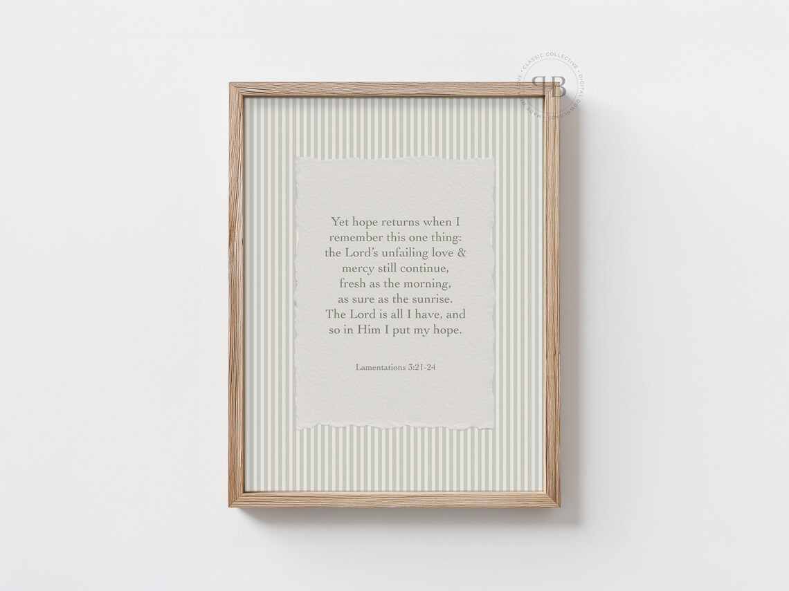 Lamentations 3:21-24 Scripture Typography Art Print