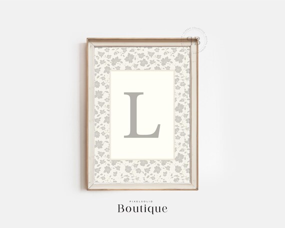 Elegant Floral Monogram Letter L Print New Baby Gift Design Initial Decor Nursery Art No493
