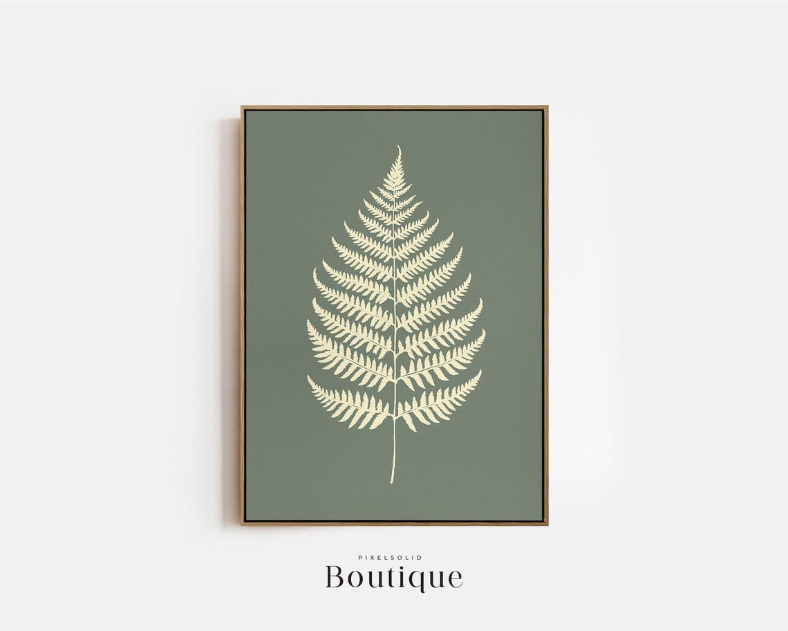 Green Botanical Fern Leaf Silhouette Print Wall Decor Art Tropical For Living Room No461