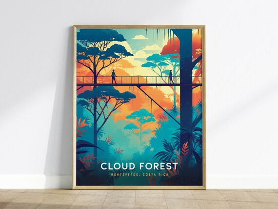 Cloud Forest Costa Rica Canopy Walkway Jungle Travel Poster Tropical Decor