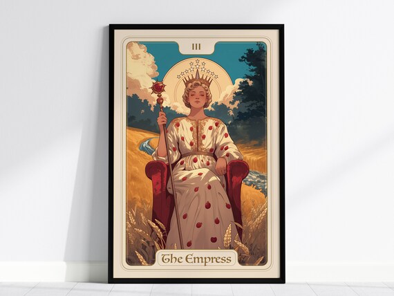 The Empress Tarot Card Vintage Major Arcana Wheat Field Poster
