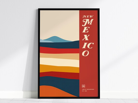New Mexico Land of Enchantment Vintage Desert Sunset Landscape Poster
