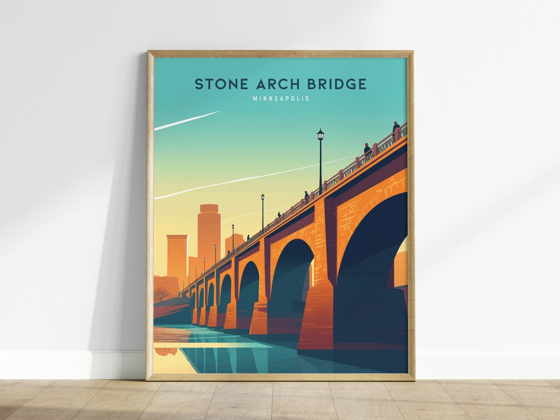 Stone Arch Bridge Minneapolis Minnesota Travel Poster