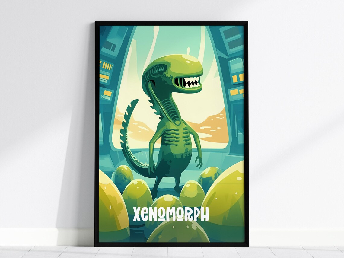 Xenomorph Cute Cryptids Kids Room Alien Poster Art
