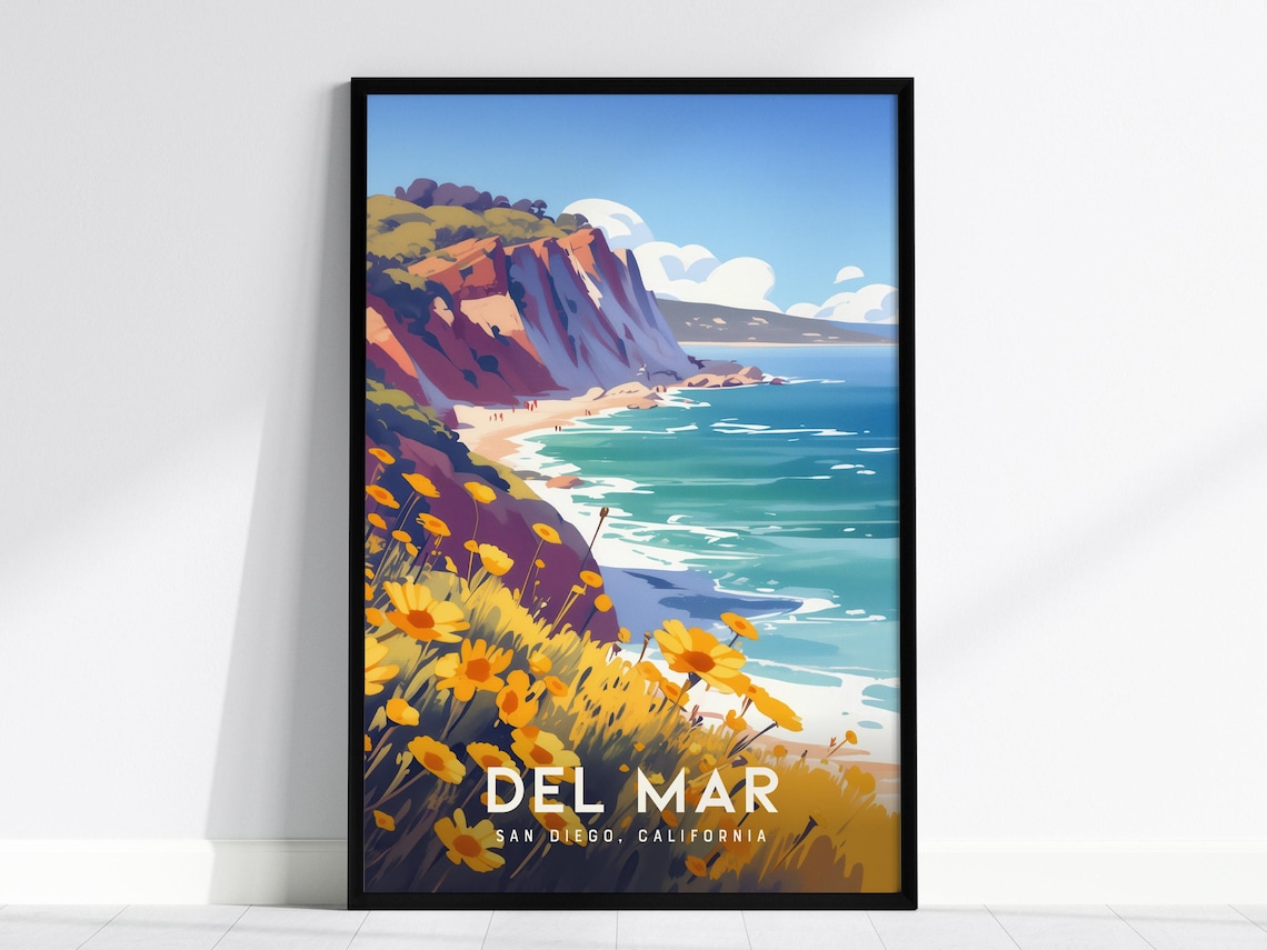 Del Mar Coastal San Diego Travel Poster Art Print