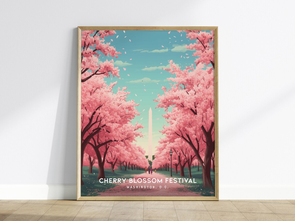 Cherry Blossom Festival Washington DC Monument Spring Poster
