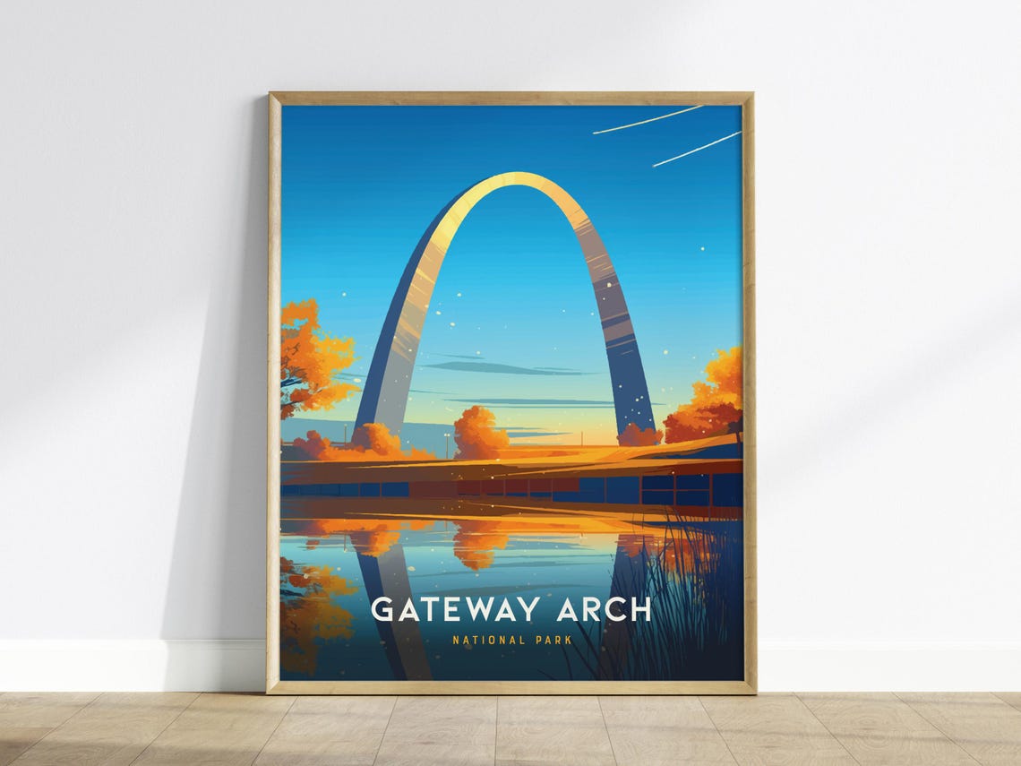 Gateway Arch National Park Night Reflection St Louis Arch Poster