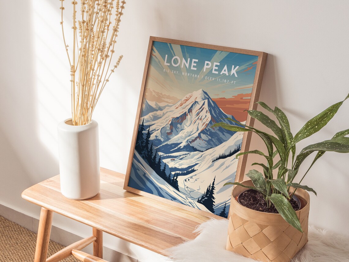 Lone Peak Big Sky Montana Ski Resort Travel Poster - Image 3