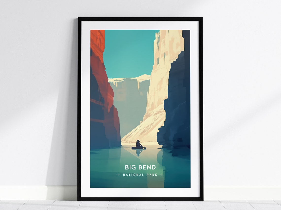 Big Bend National Park Rio Grande Kayak Canyon River Scene Poster