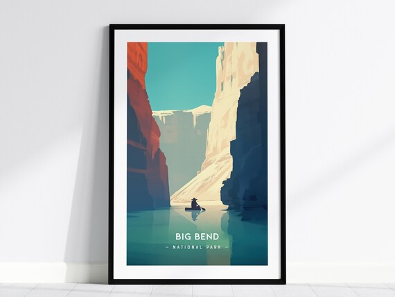 Big Bend National Park Rio Grande Kayak Canyon River Scene Poster