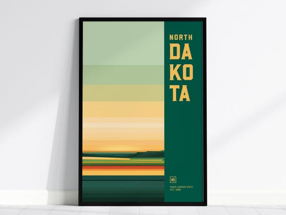 North Dakota Art Print Abstract Landscape Poster Peace Garden State