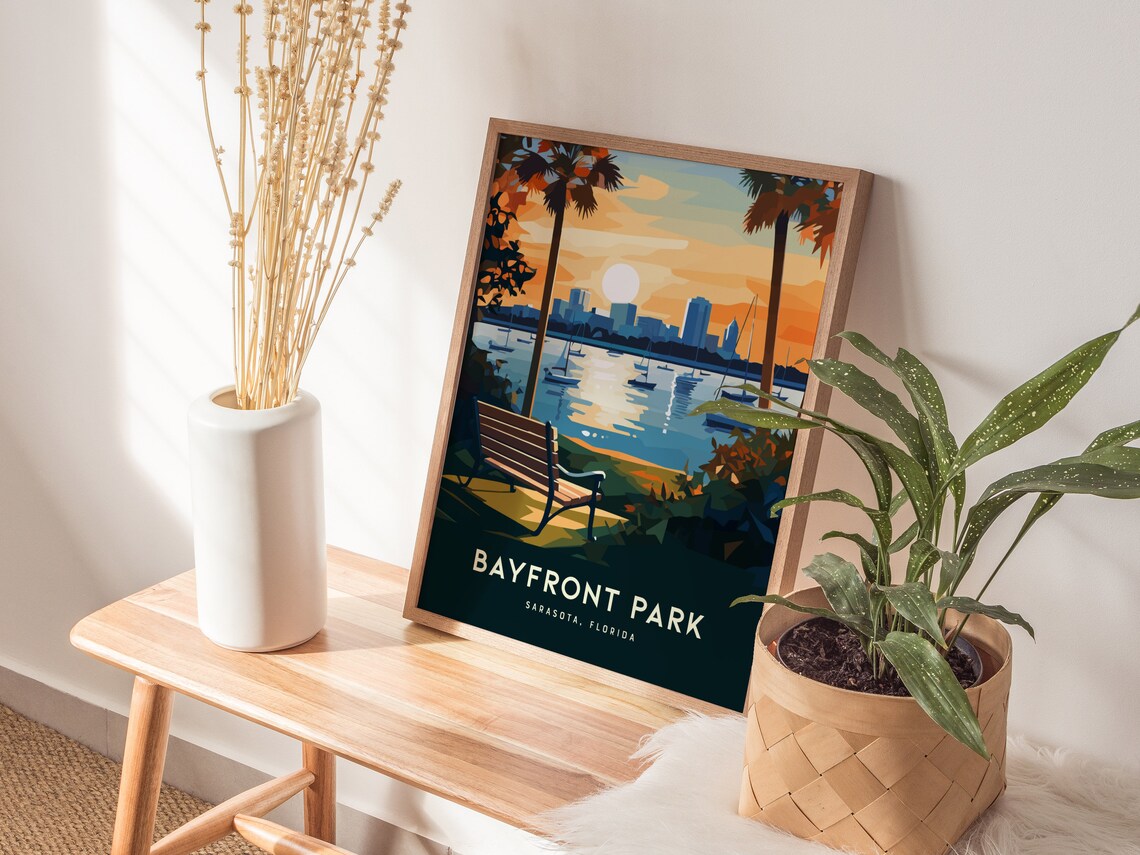 Bayfront Park Sarasota Bay Travel Poster, Florida - Image 4