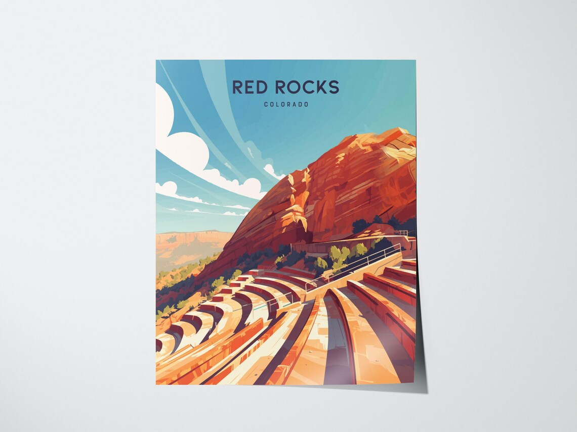 Red Rocks Amphitheatre Print, Colorado Travel Poster