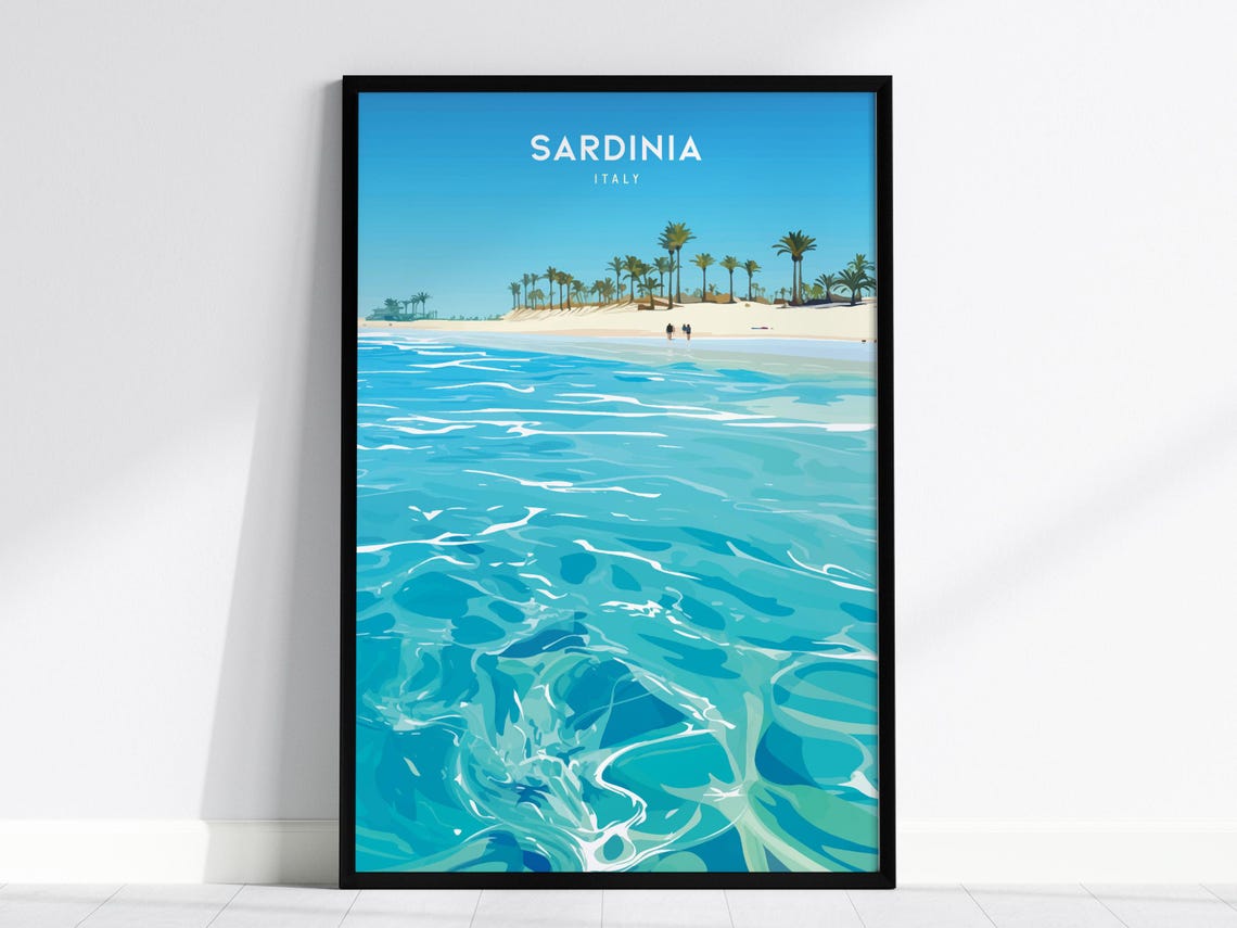Sardinia Italy Turquoise Beach Crystal Clear Water Coast Poster