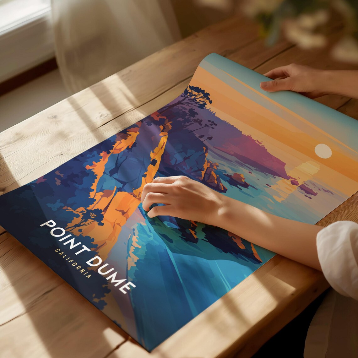 Point Dume California Sunset Cliffs Ocean View Vintage Travel Poster - Image 3