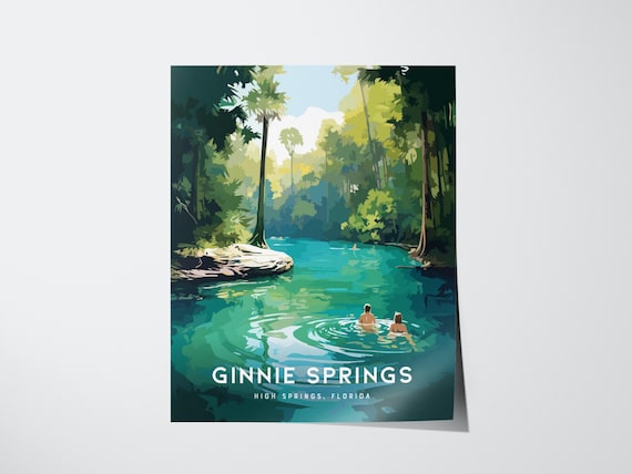 Ginnie Springs Florida Crystal Clear Swimming Hole Nature Travel Poster