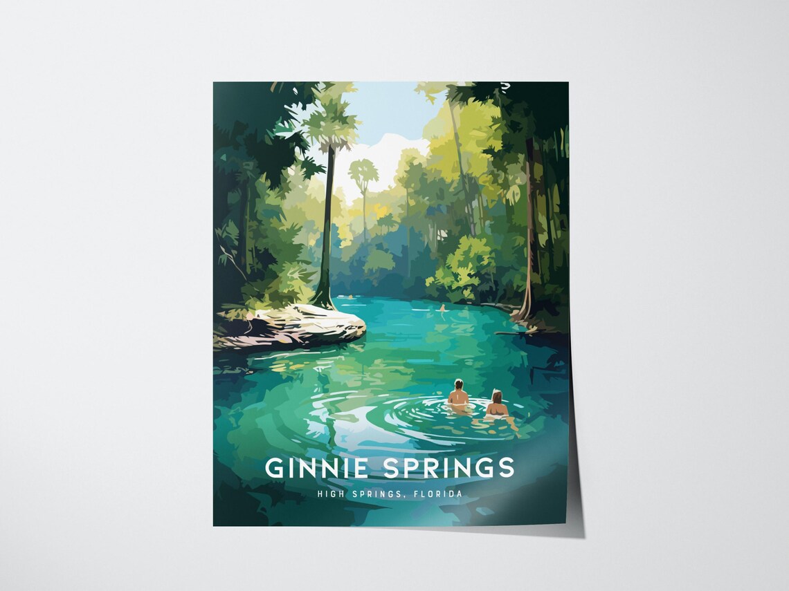 Ginnie Springs Florida Crystal Clear Swimming Hole Nature Travel Poster