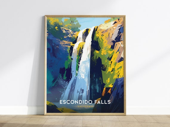 Escondido Falls Poster Lush Waterfall Scenery Art
