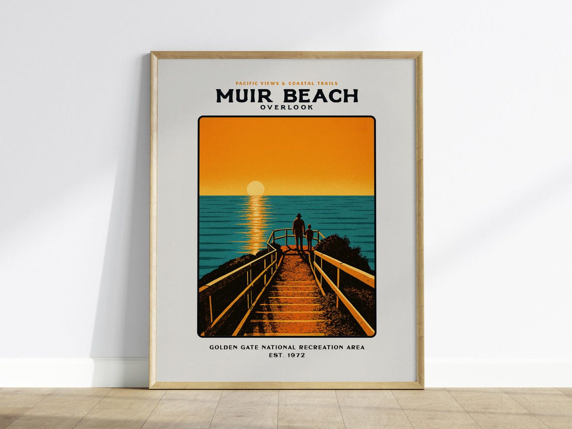 Muir Beach Overlook Golden Gate Sunset Stairs Pacific View Poster