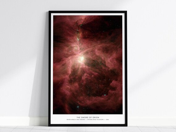 Sword of Orion Nebula M42 Spitzer Telescope Space Photo Poster
