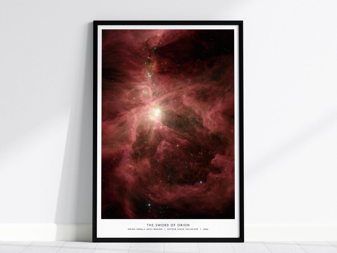 Sword of Orion Nebula M42 Spitzer Telescope Space Photo Poster