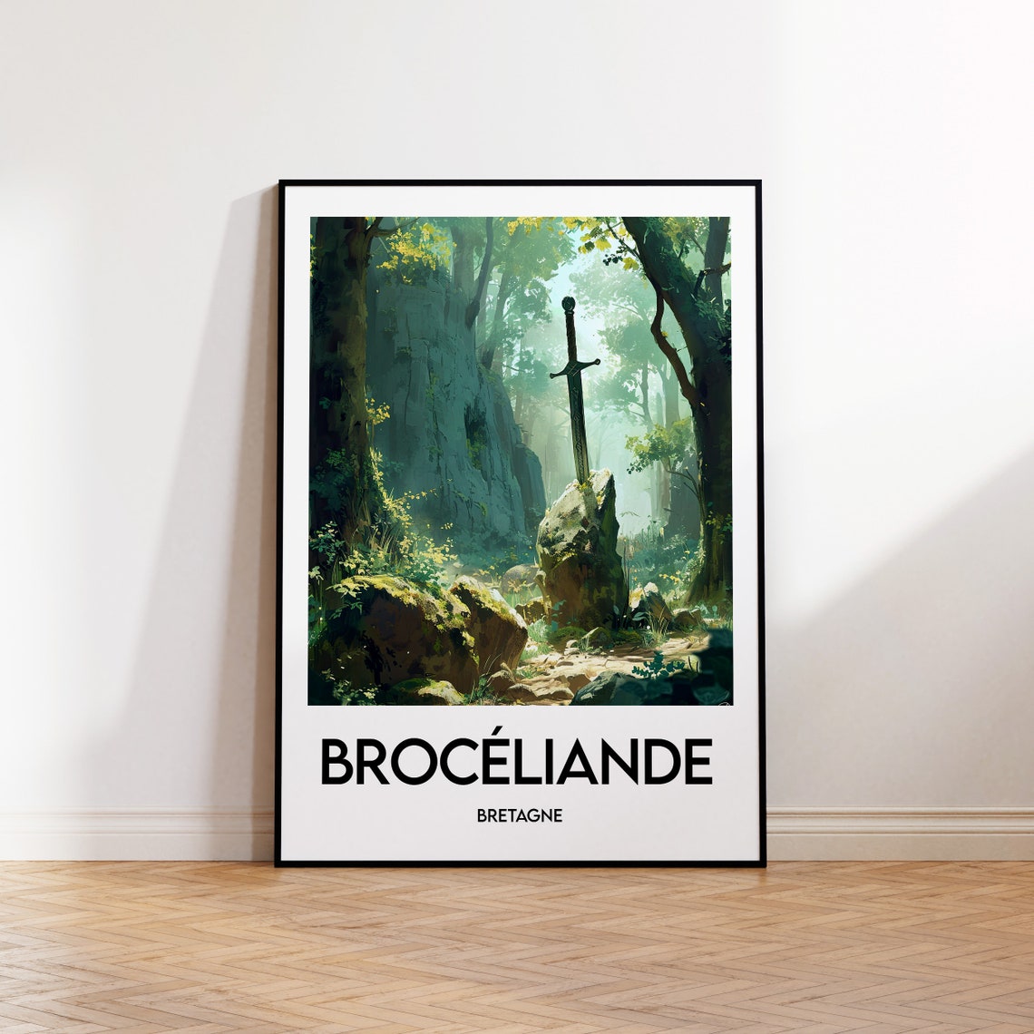Brocéliande Brittany Sword In The Stone Mystical Forest Travel Poster