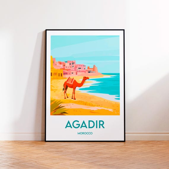 Agadir Poster Art Print Morocco Customizable Gift Vintage Travel Affiche Maroc