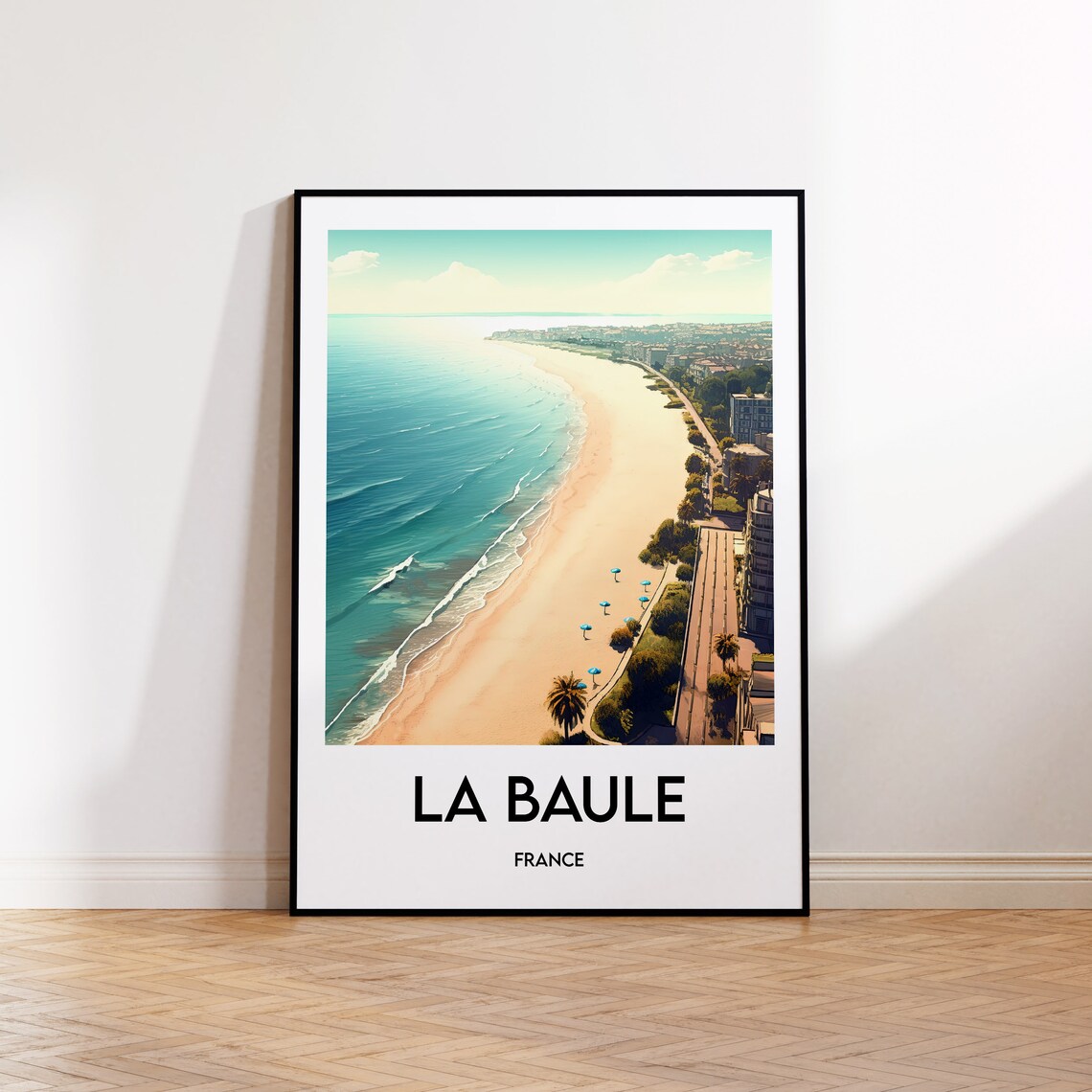 La Baule France Long Sandy Beach Aerial Ocean View Travel Poster