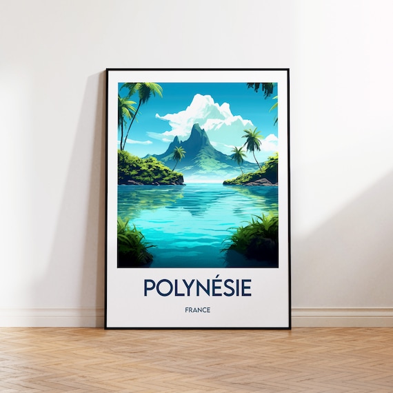 French Polynesia Vintage Travel Poster Print