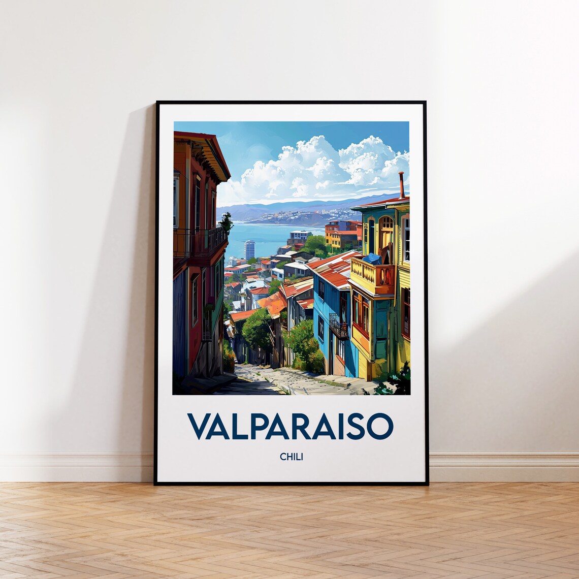 Valparaiso Travel Poster Valparaso Art Print Illustration Valparasos Gift Vintage