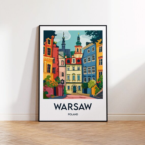 Warsaw Poster Warszawa Polska Print Poland Illustration Polish Gift Vintage Travel