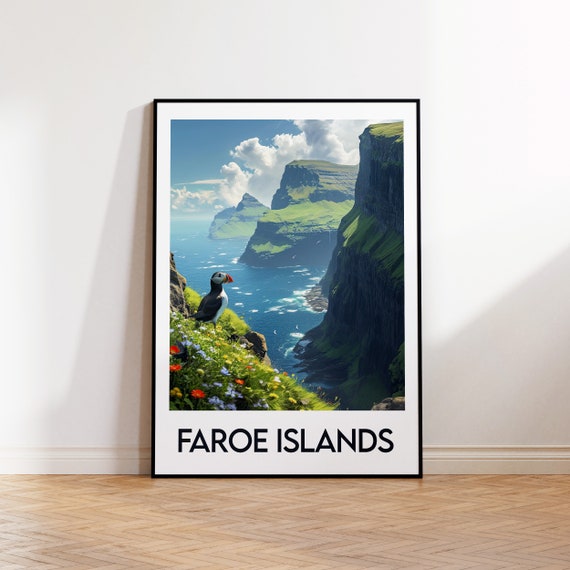 Faroe Islands Poster Art Print Illustration Vintage Travel Gift