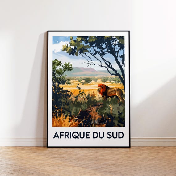 South Africa Poster Art Print Customizable Vintage Travel