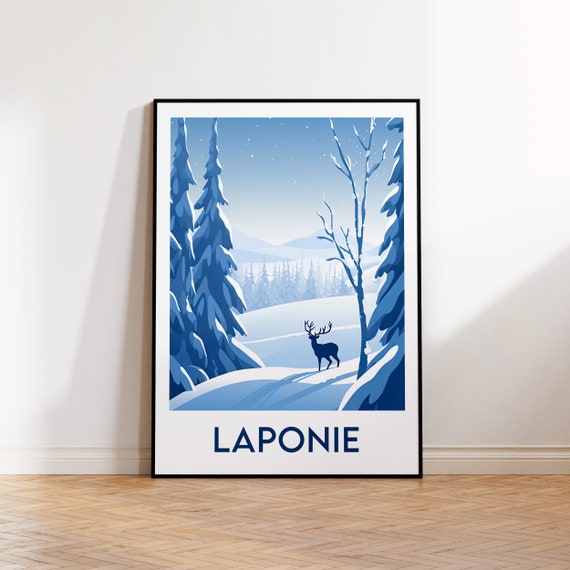 Lapland Sweden Poster Norway Print Russia Illustration Vintage Travel
