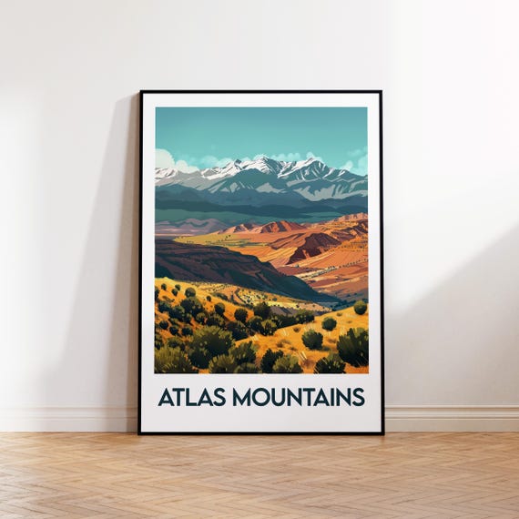Atlas Mountains Poster Art Print Morocco Vintage Travel