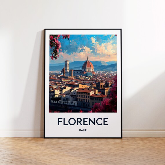 Florence Travel Poster Italia Print Italy Illustration Gift Vintage