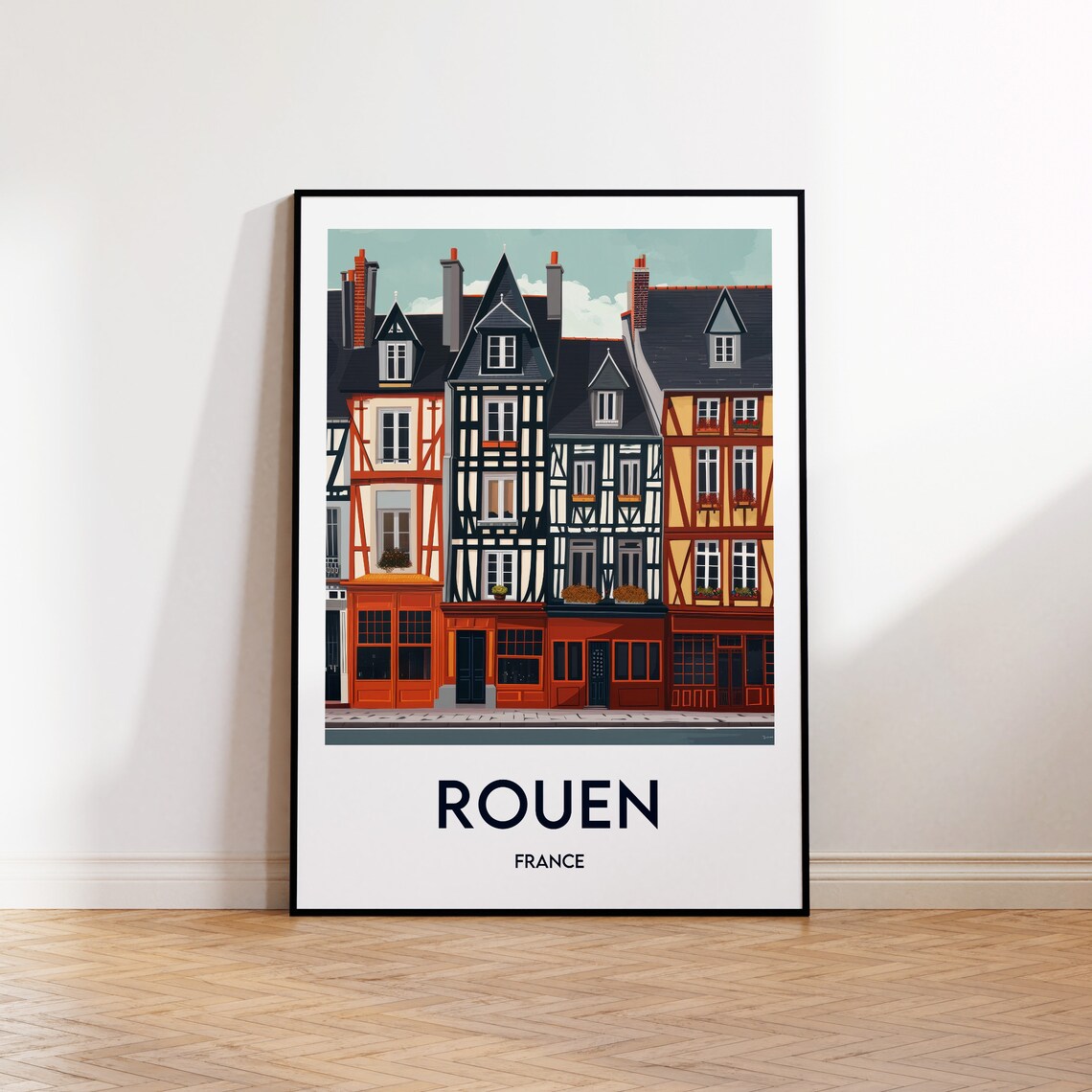 Rouen Vintage Travel Poster, France Illustration