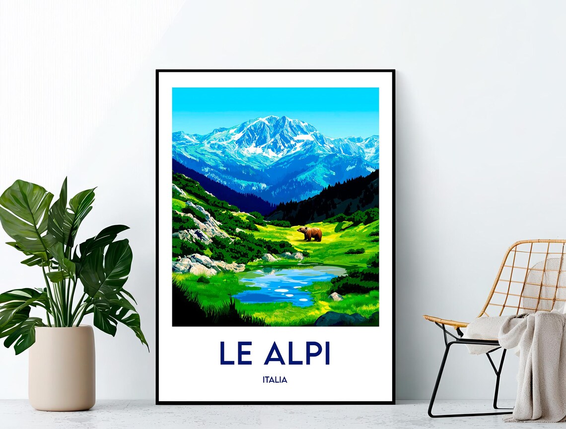 Le Alpi Italia Vintage Travel Poster With Snowy Alpine Peaks