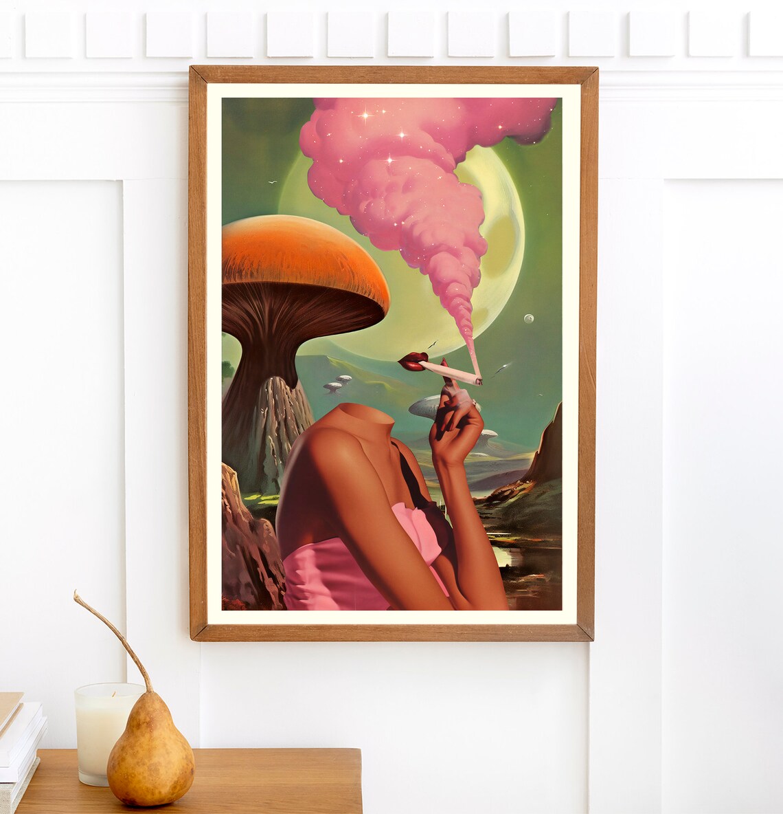 Egoless Retro Surreal Mushroom Cannabis Poster Print - Image 2