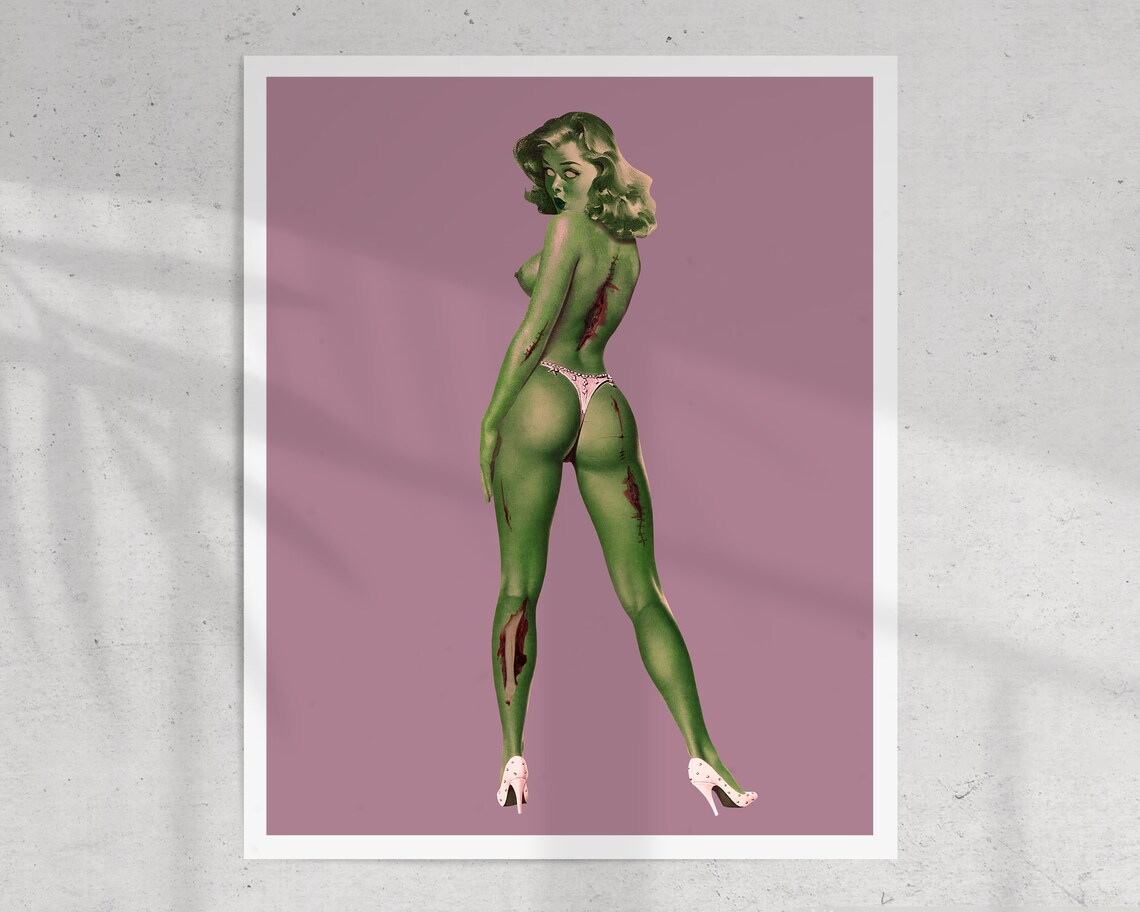 Halloween Pin Up Retro Vintage Art Print - Image 2