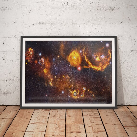 Golden Nebulae Star Field Orion Region Deep Space Astronomy Poster