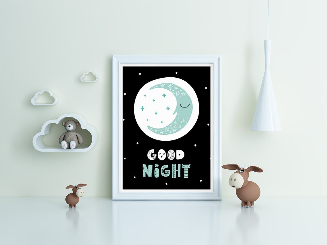Nursery Prints Moon And Stars Boho Style Grey Nursery Print For Boys Or Girls Room - Image 3