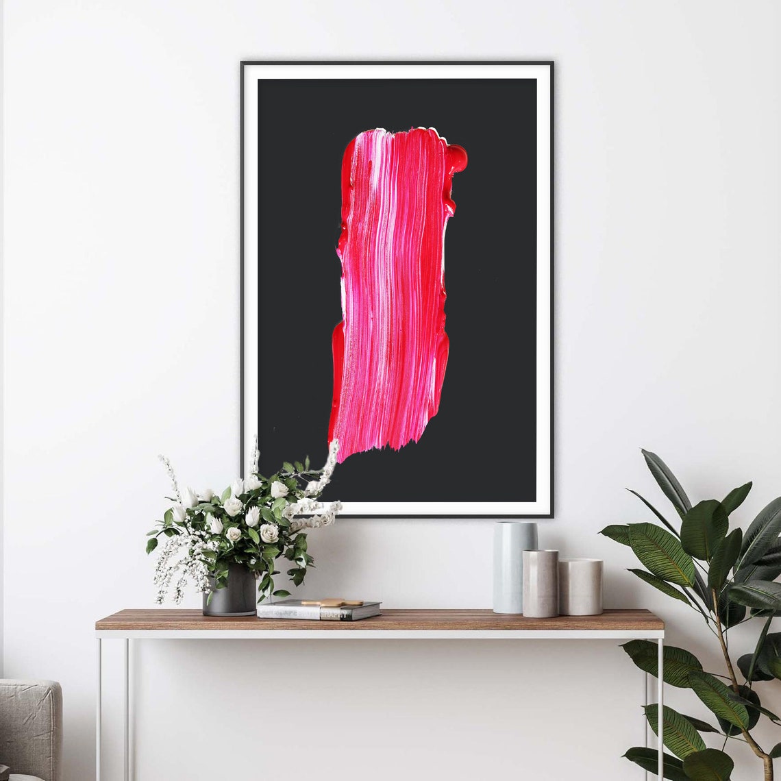 Pink Brush Stroke Vibrant Abstract Minimalist Modern Decor Poster - Image 2