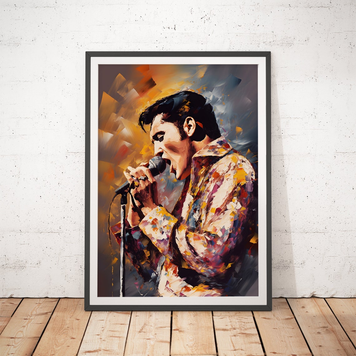 Elvis Presley Dramatic Stage Abstract King of Rock Portrait Poster
