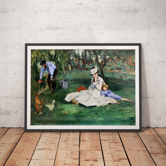 Claude Monet The Monet Family in the Garden Impressionist Art Poster