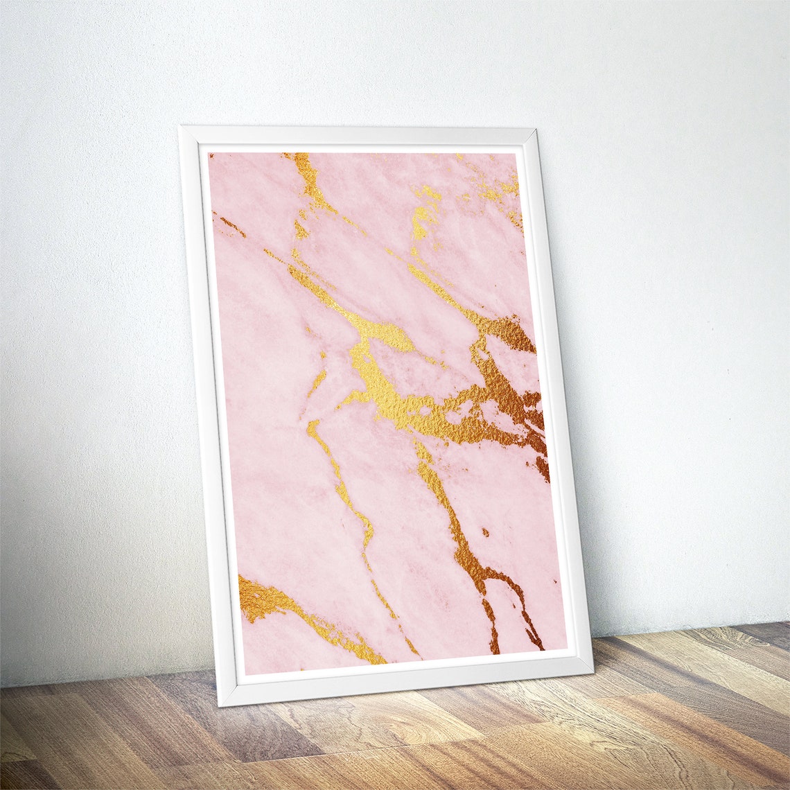 Pink Marble Bold Gold Veins Minimal Glam Abstract Art Poster - Image 4
