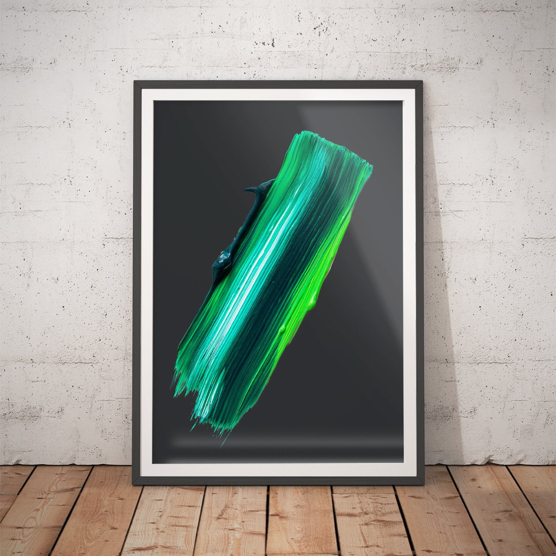 Green Brush Stroke Bold Vivid Abstract Minimalist Modern Poster