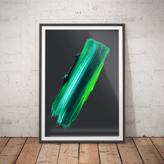 Brush Stroke Art Prints No7 Green Boho Chic Wall Decor Prints Vibrant Art Living Room Prints Interior Design Anthracite
